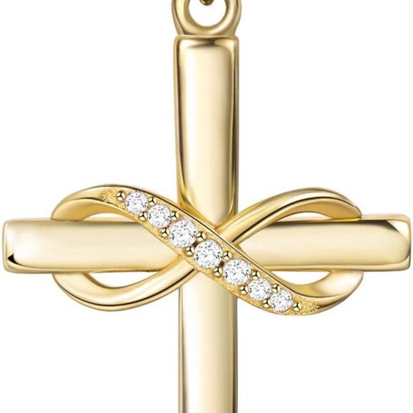 925 Sterling Silver Cross Necklace for Women Infinity Necklace 14K Rose Gold Pla